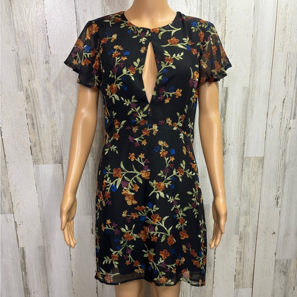 Gianni Bini Black Floral Mini Dress